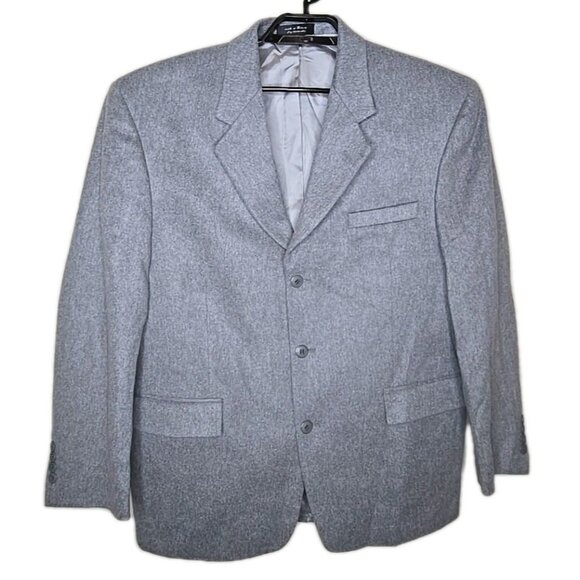 Andrew Fezza Men's 100% Cashmere Sport Jacket Coat Blazer Flannel Soft Size 43R - Picture 1 of 9